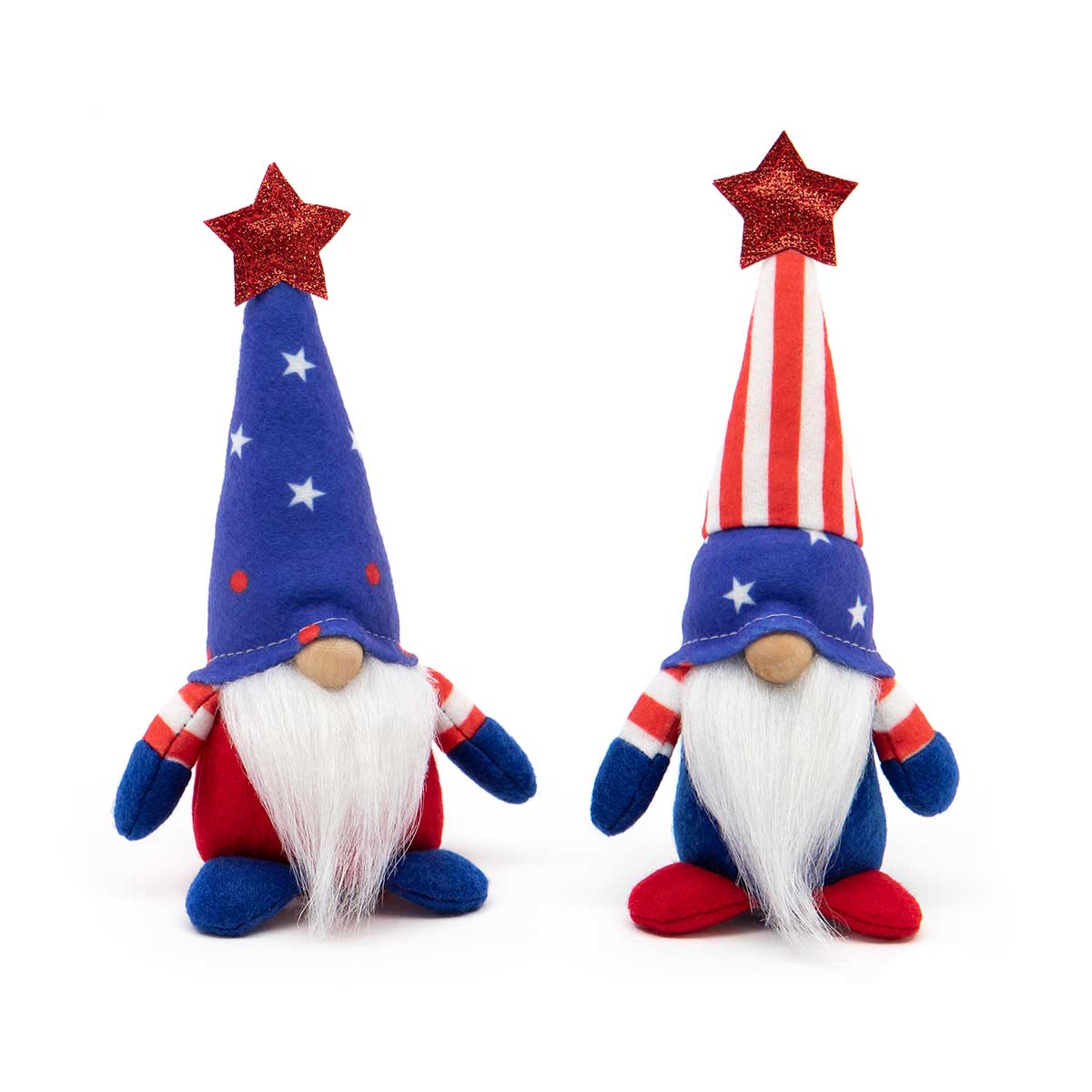 !Stars/Stripes Gnome with Wood Nose 7.25"