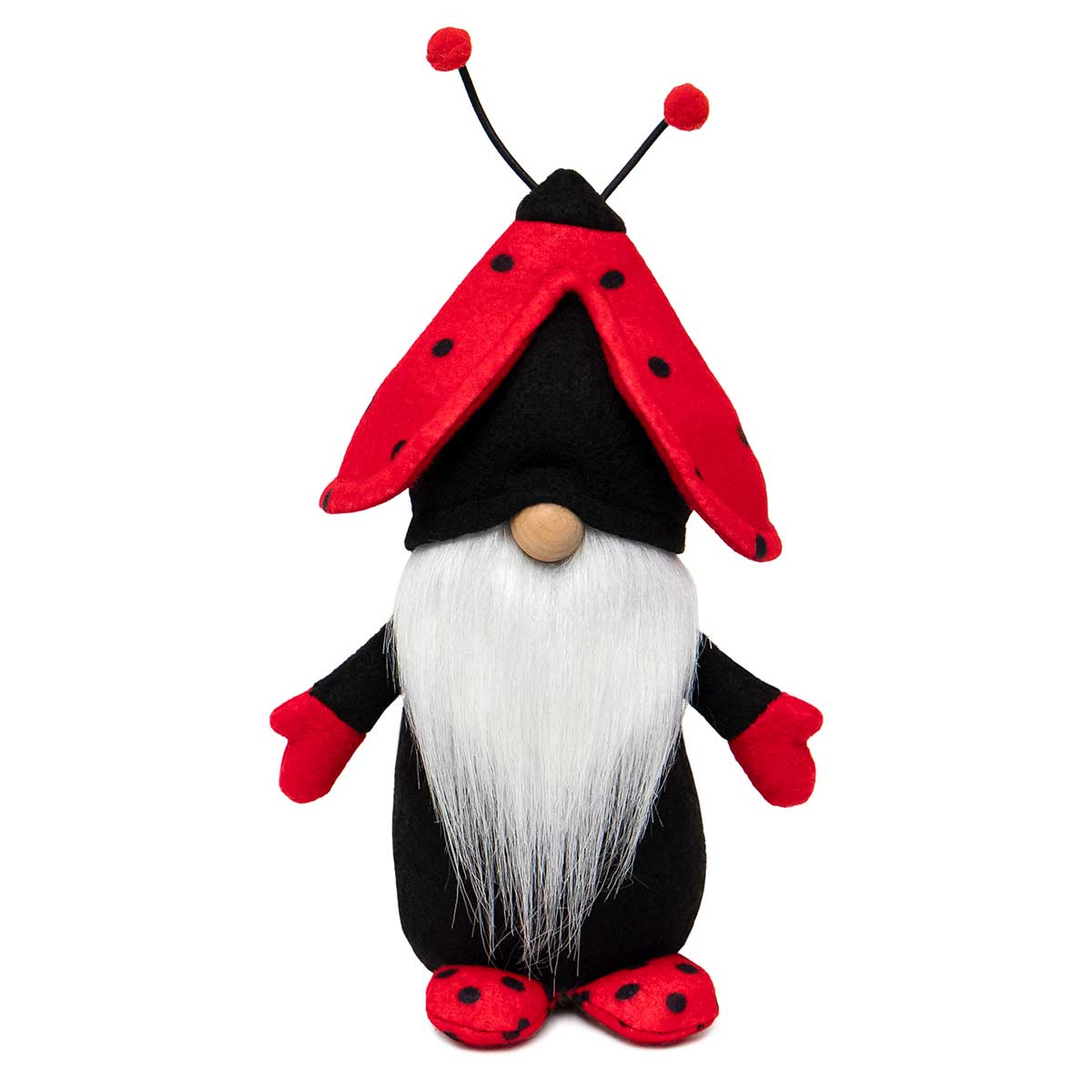 b50 Lady Bug Gnome with Wood Nose 8"