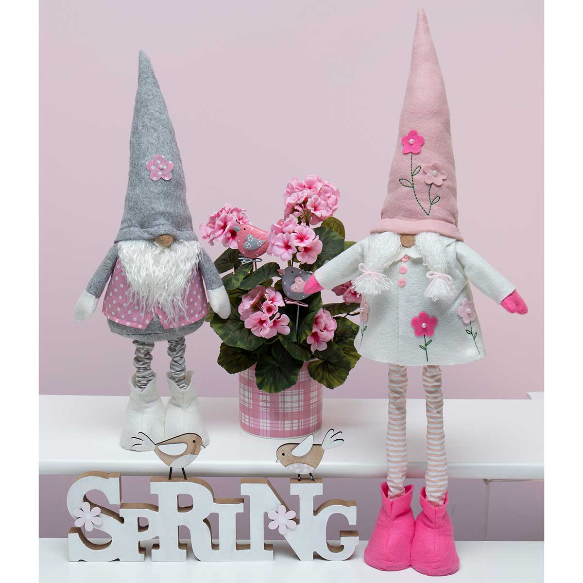 !Spring Flowers Gnome Couple with Telescoping/Expandable Legs