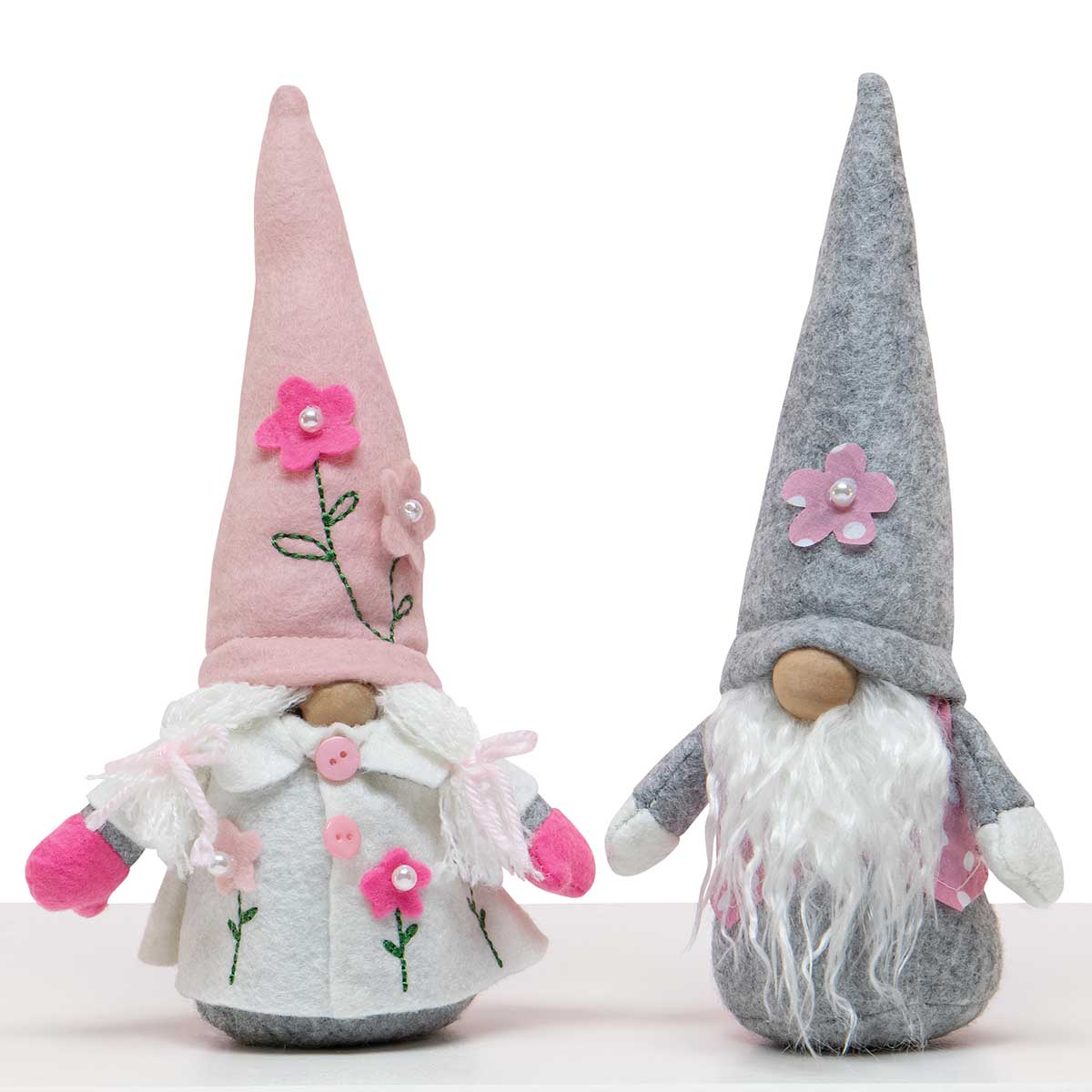 b50 Spring Flowers Gnome Couple with Wood Nose 9"