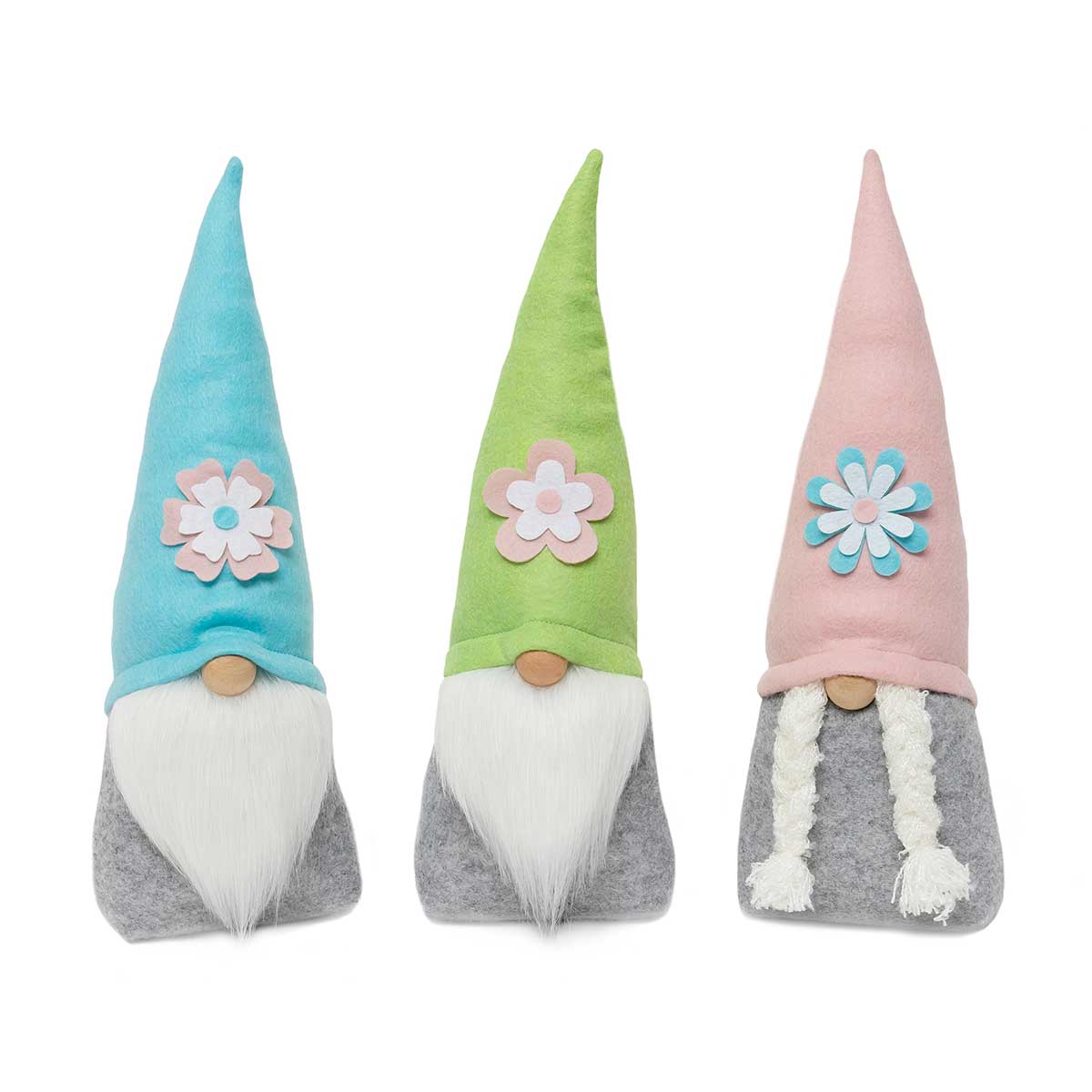 !Flower Power Gnome Trio with Wood Nose 16" Large