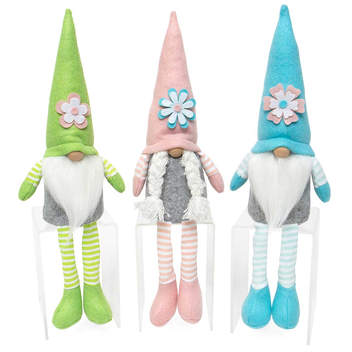 !Flower Power Gnome Trio with Wood Nose