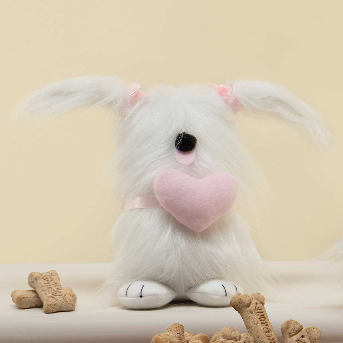 b50 FiFi Gnome Dog with Pink Heart, Wired Ears