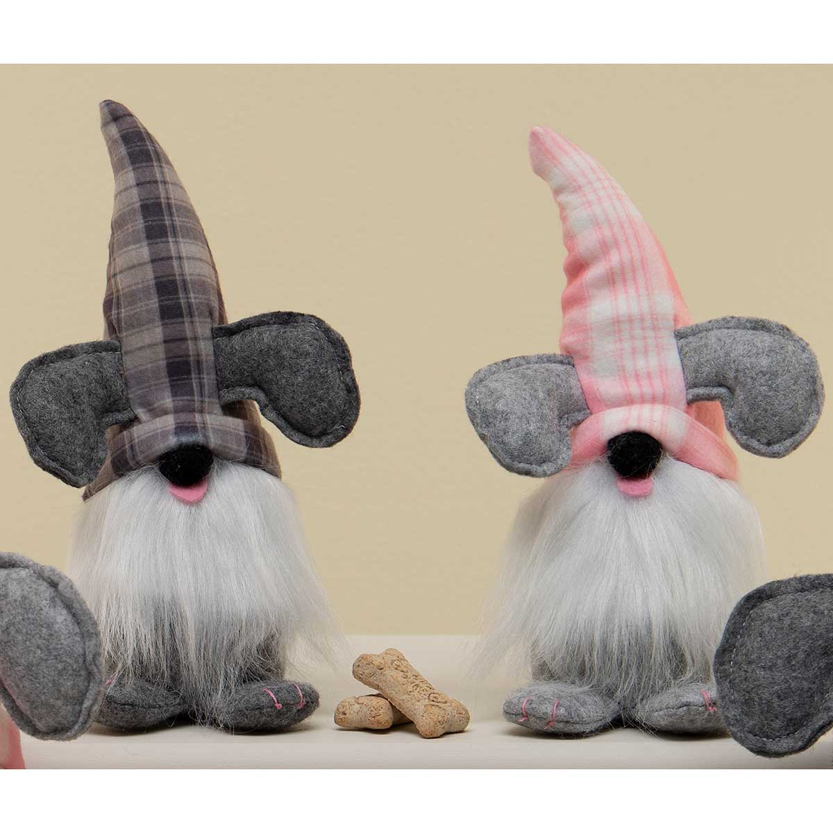 !Rocky and Ricki Dog Gnome with Plaid Hat, Feet, Wired Tail