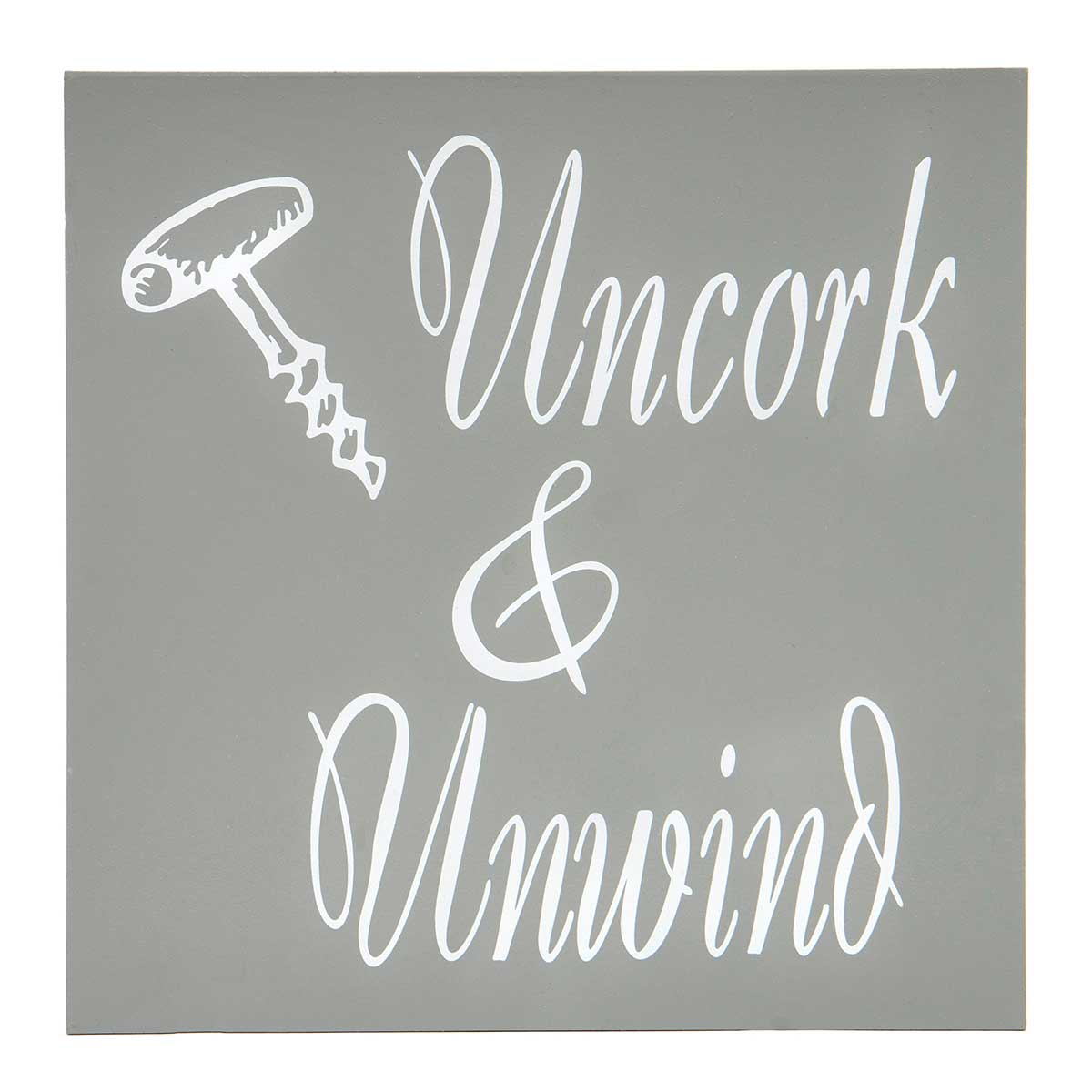 !Uncork Wood Sign with Sawtooth Hanger Grey