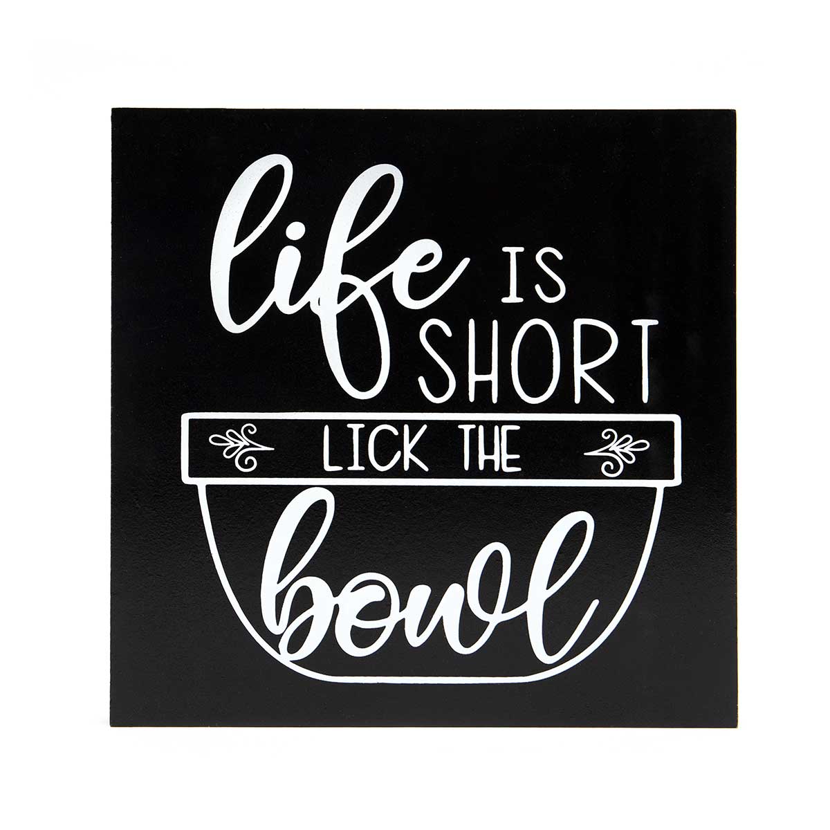 b50 Lick the Bowl Wood Sign with Sawtooth Hanger Black