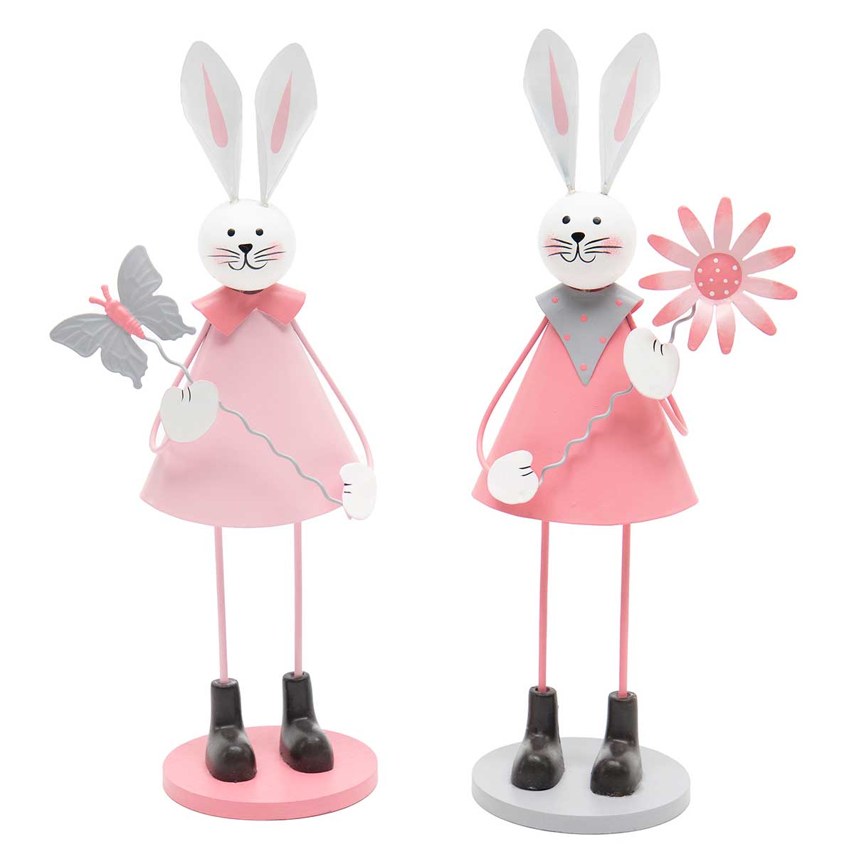 !Bunny Couple Metal with Flower/Butterfly 2 Assorted