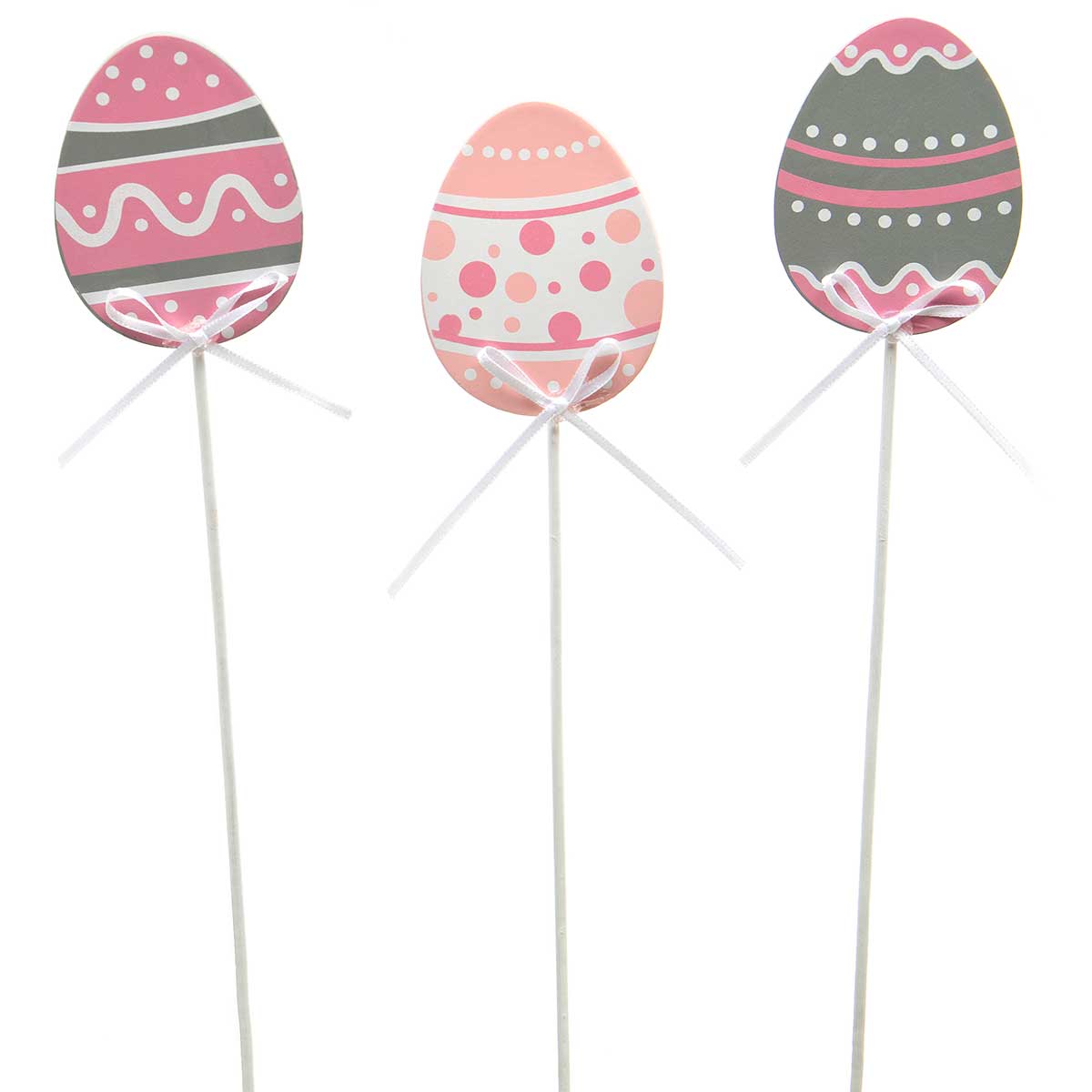 !Easter Egg on a Stick Grey Dots/Grey Stripes/Pink