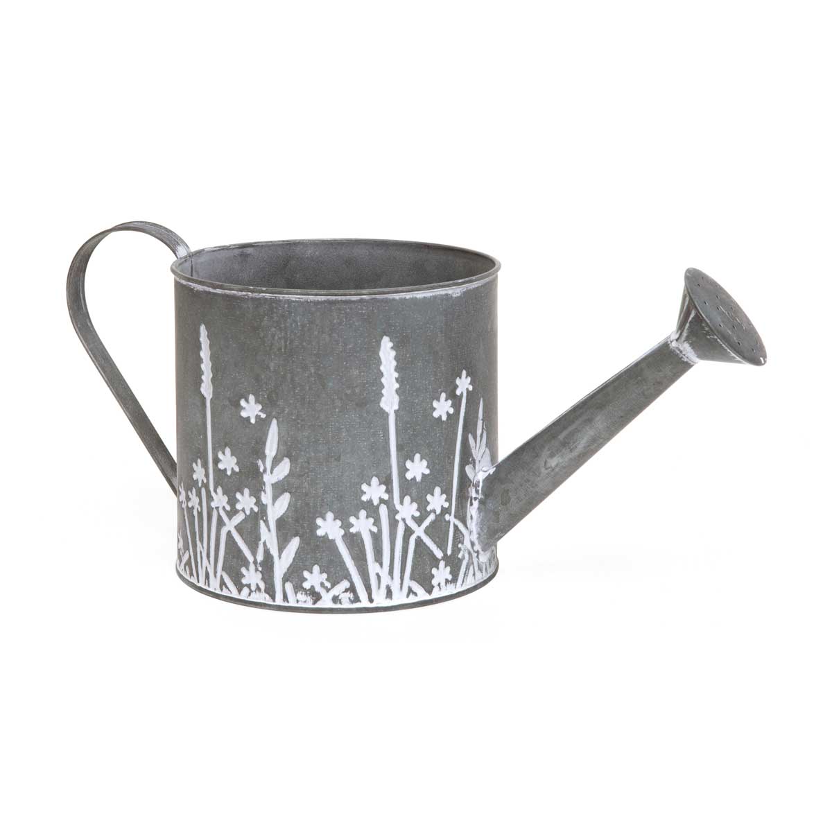 MEADOW MOTIF METAL WATERING CAN WITH WHITE FLOWERS
