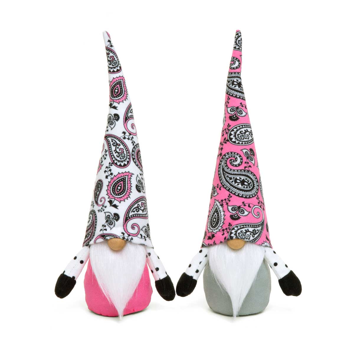 b50 PAISLEY PAL GNOME DUO WITH PINK/BLACK/WHITE WIRED HAT,