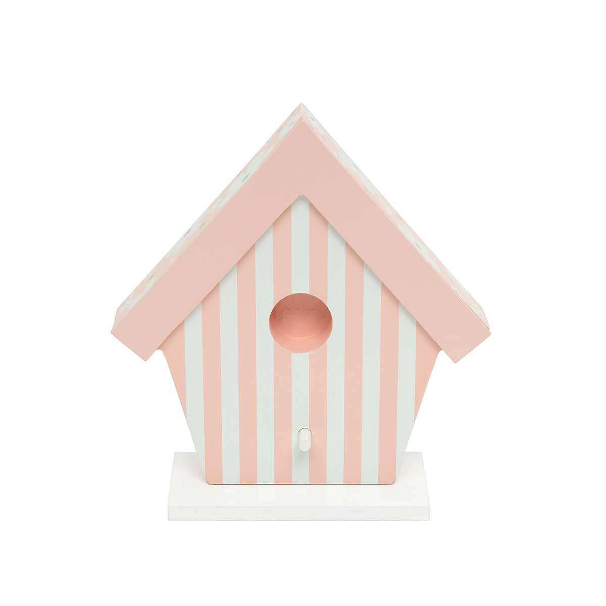 WHOOPSIE WOOD BIRDHOUSE SIT-A-BOUT PINK/WHITE STRIPE