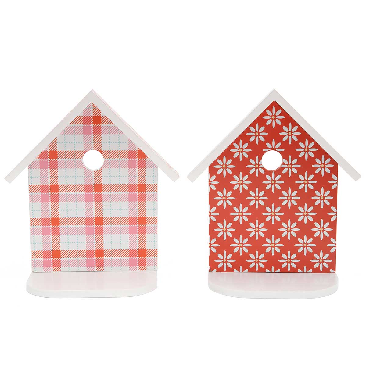 CORAL FAIR WOOD BIRDHOUSE SIT-A-BOUT CORAL/WHITE/PINK