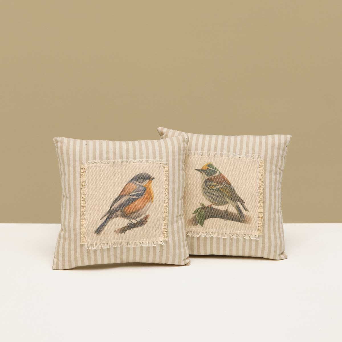 PILLOW BIRD 2 ASSORTED SMALL 6IN X 6IN BEIGE/CREAM PLUSH - Click Image to Close