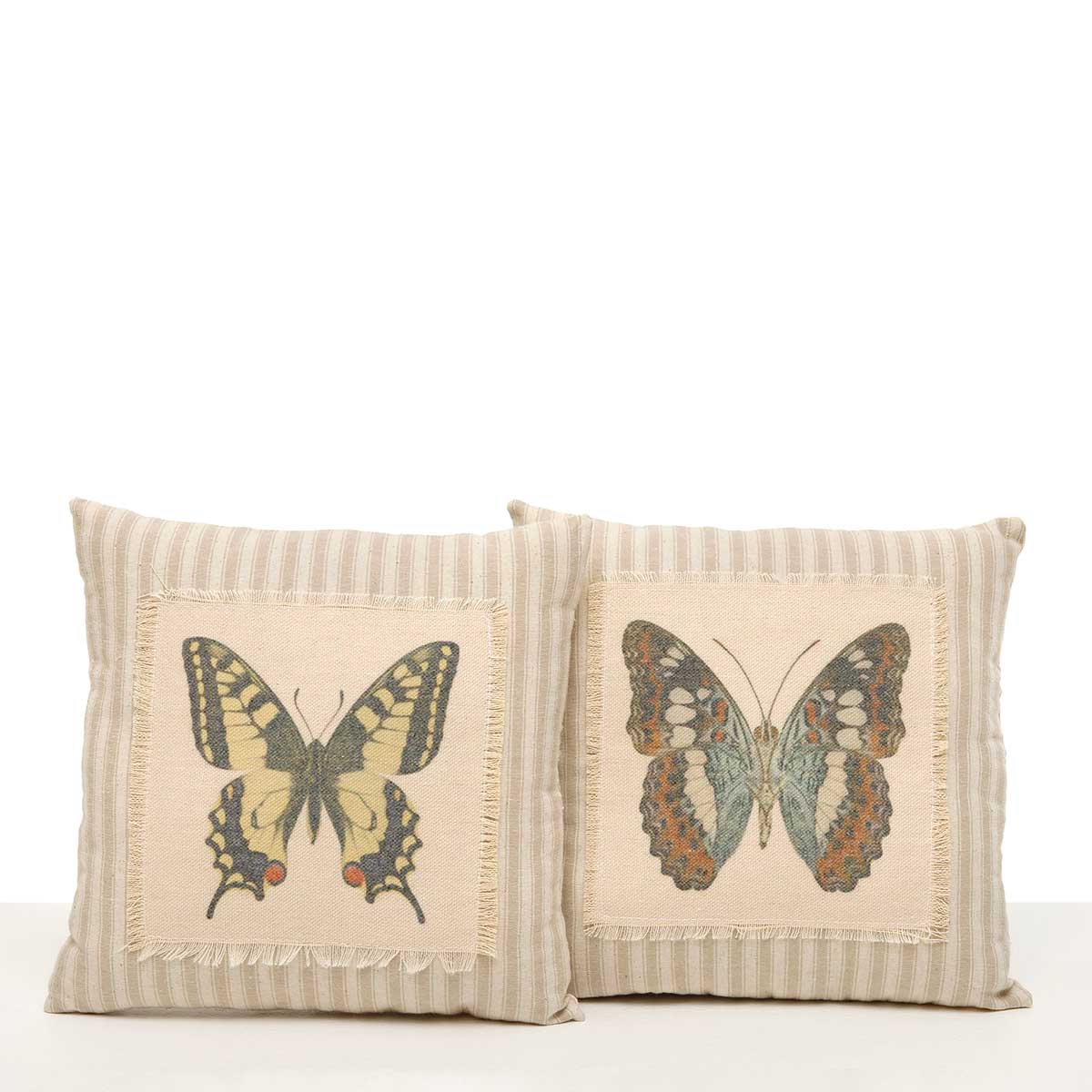 PILLOW BUTTERFLY 2 ASSORTED LARGE 8IN X 8IN BEIGE/CREAM PLUSH