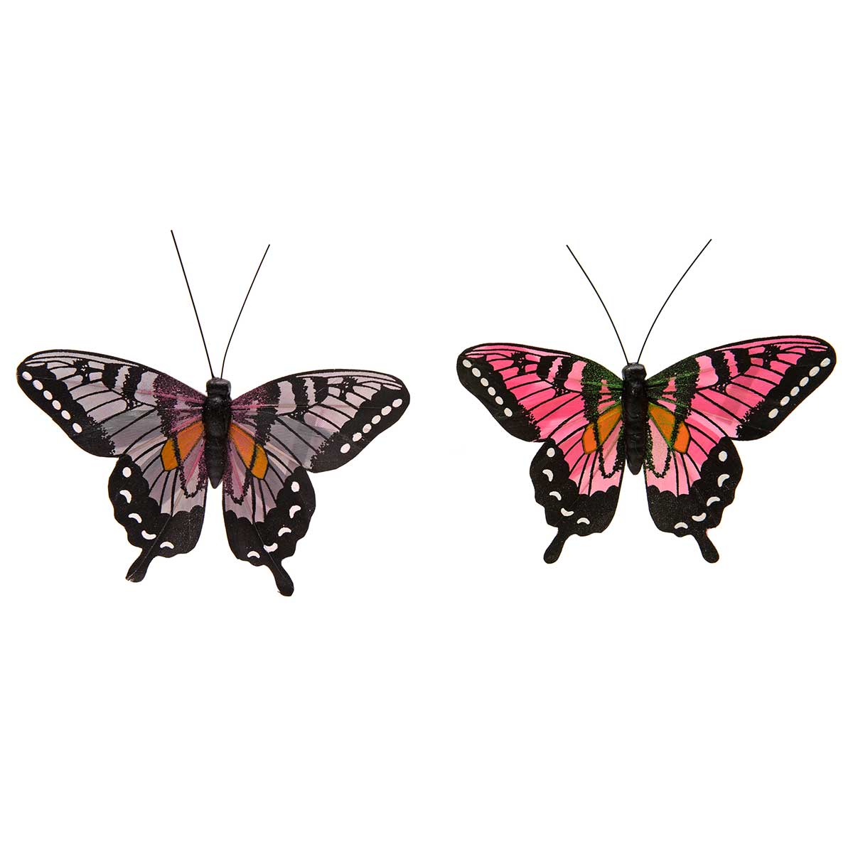 BUTTERFLY 2 ASSORTED PINK/PURPLE LARGE 5IN X 5.5IN ON METAL CLIP