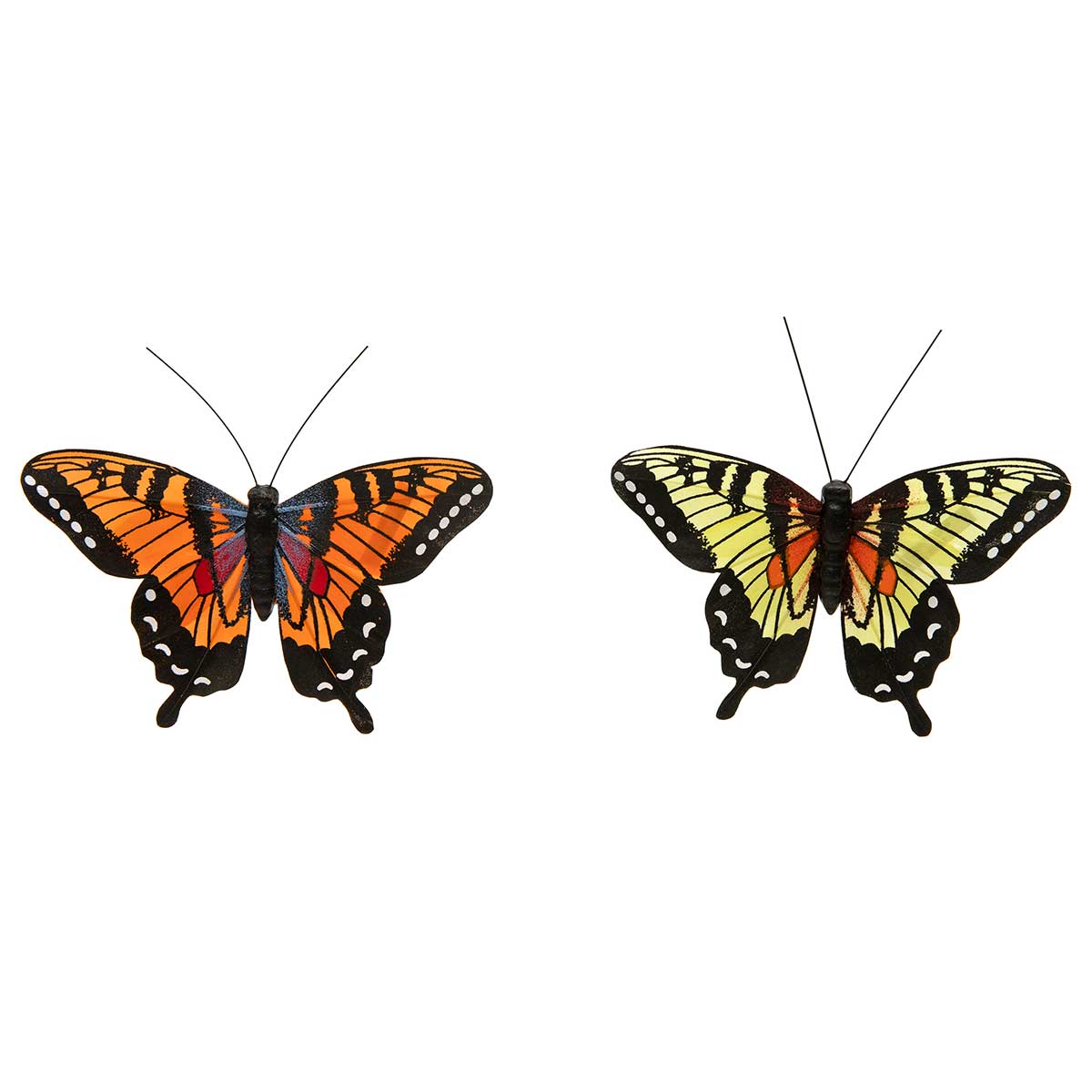 BUTTERFLY 2 ASSORTED YE/OR LARGE 5IN X 5.5IN ON METAL CLIP - Click Image to Close
