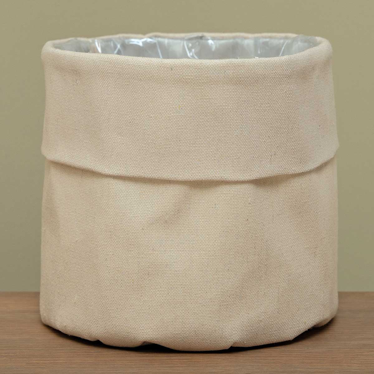 CANVAS POT COVER/BAG CREAM LG