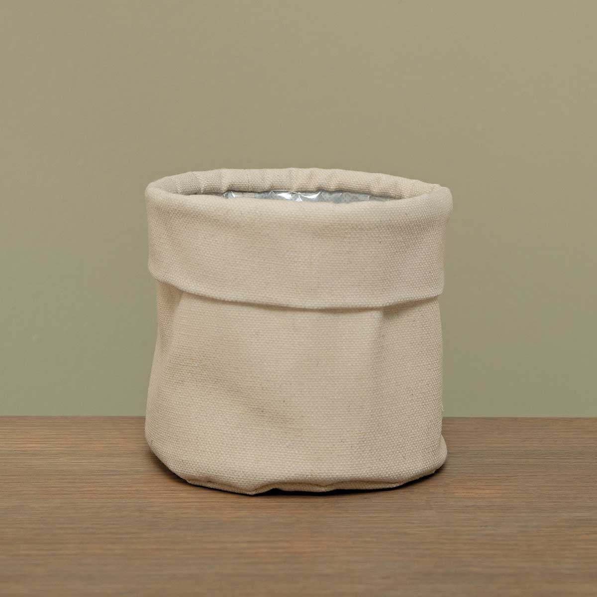 CANVAS POT COVER/BAG CREAM SM