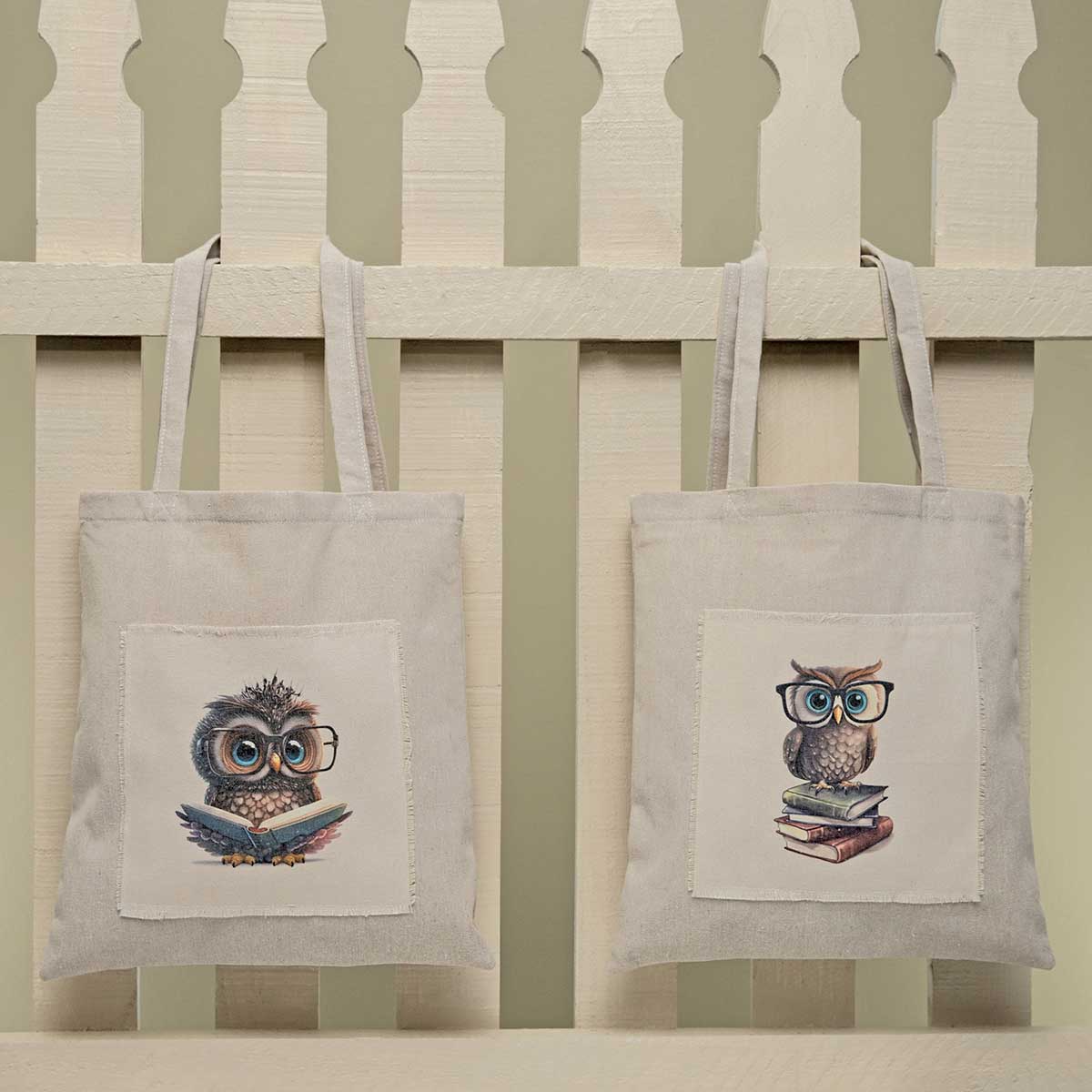 OWL W/GLASSES TOTE BAG 2 AST