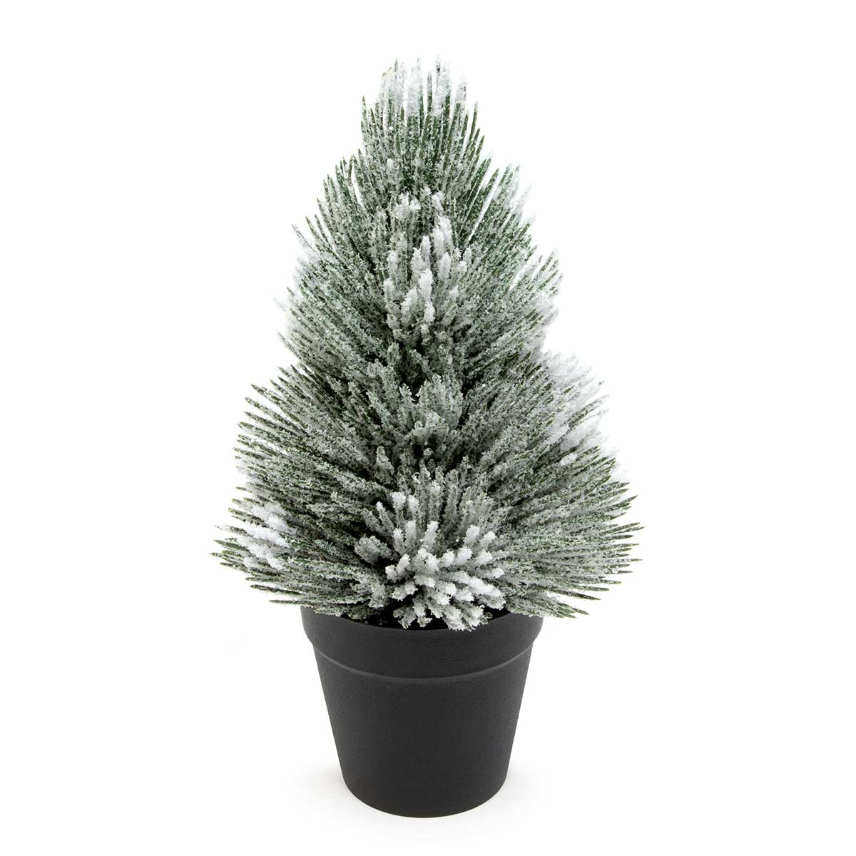 TREE PINE WITH SNOW LARGE 6IN X 11IN IN BLACK POT PLASTIC