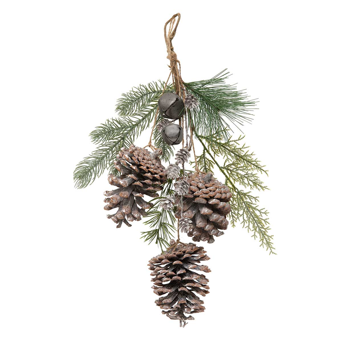 PINECONE DROP PINE/PEWTER BELL 7IN X 15IN GREEN - Click Image to Close