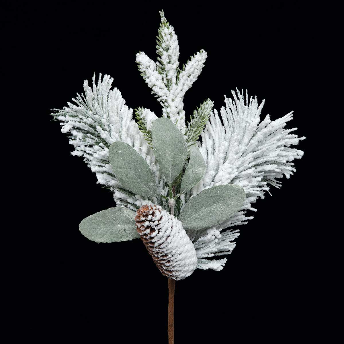 PIK SNOWDRIFT PINE WITH PINECONE 10IN X 14IN WHITE/GREEN - Click Image to Close