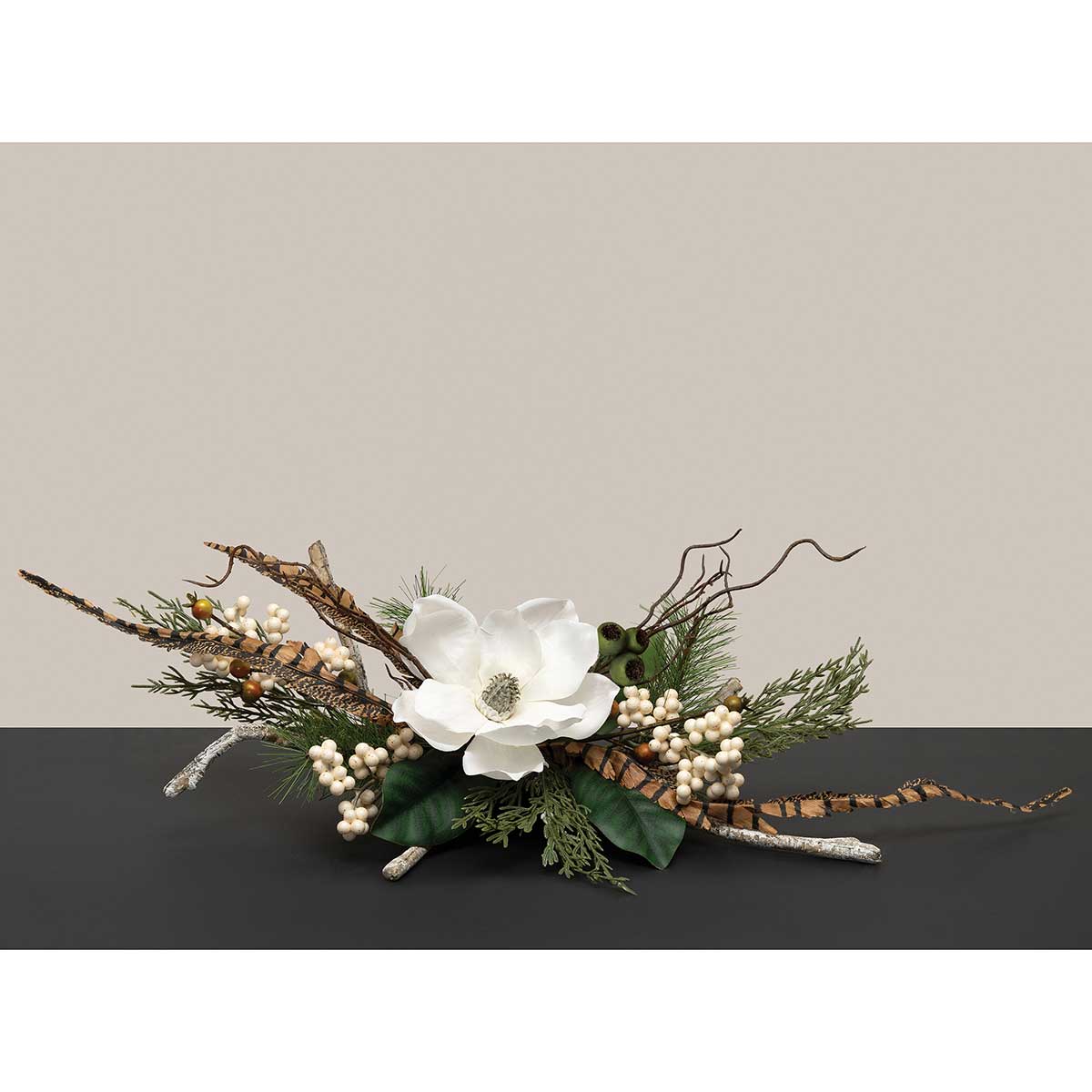 CRESCENT PINE/MAGNOLIA FEATHER 24IN X 9IN WHITE/GREEN