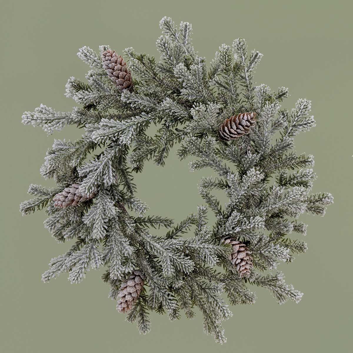 MINI WREATH FROSTED EVERGREEN 14IN (INNER RING 5.5IN) GREEN
