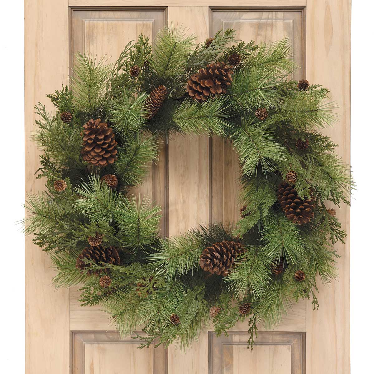 NATURAL PINE MIX WREATH WITH PINECONES AND TWIG BASE XL - Click Image to Close
