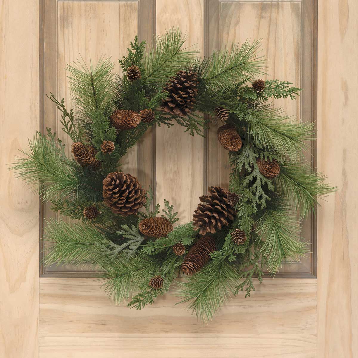 NATURAL PINE MIX WREATH WITH PINECONES 24" (INNER RING 10") - Click Image to Close