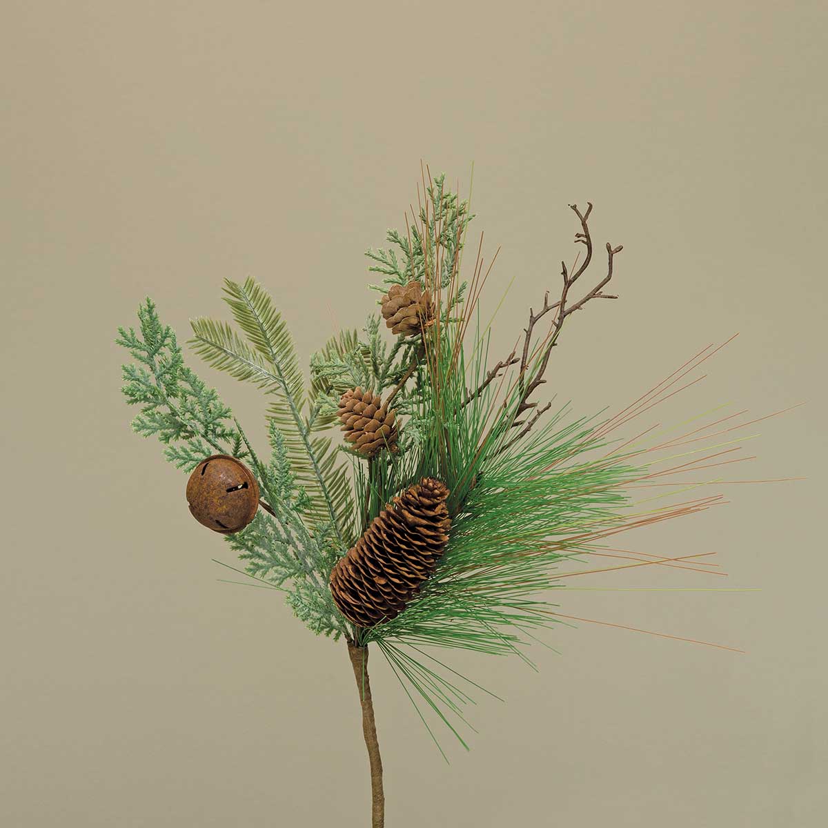 Mixed LONG NEEDLE PINE PIK WITH RUSTY BELL, PINECONES