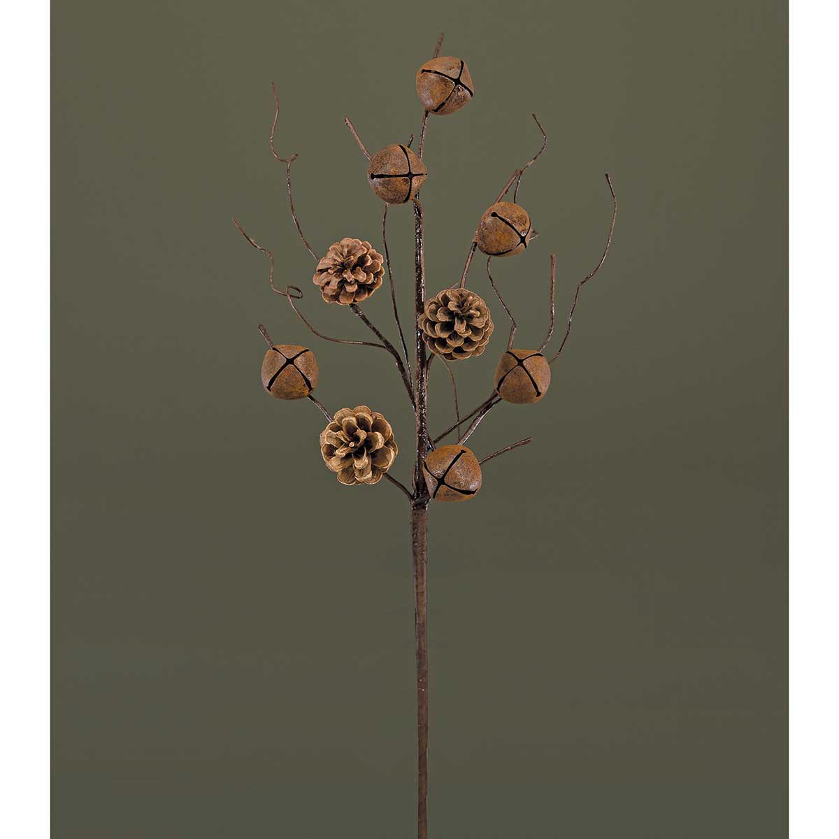 RUSTY BELL SPRAY WITH PINECONES 9"X22" - Click Image to Close