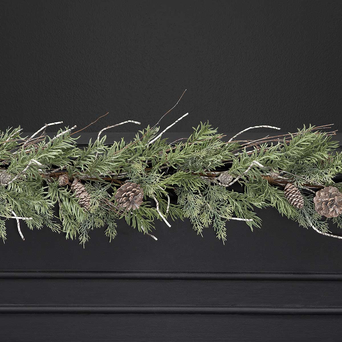 WIRED FAUX BIRCH TWIG/PINE GARLAND - Click Image to Close