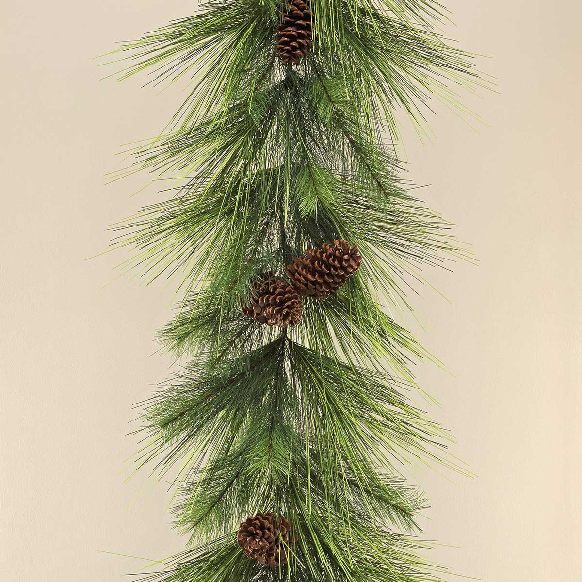 TWO-TONE LONG NEEDLE PINE GARLAND WITH PINECONES 12"X6'