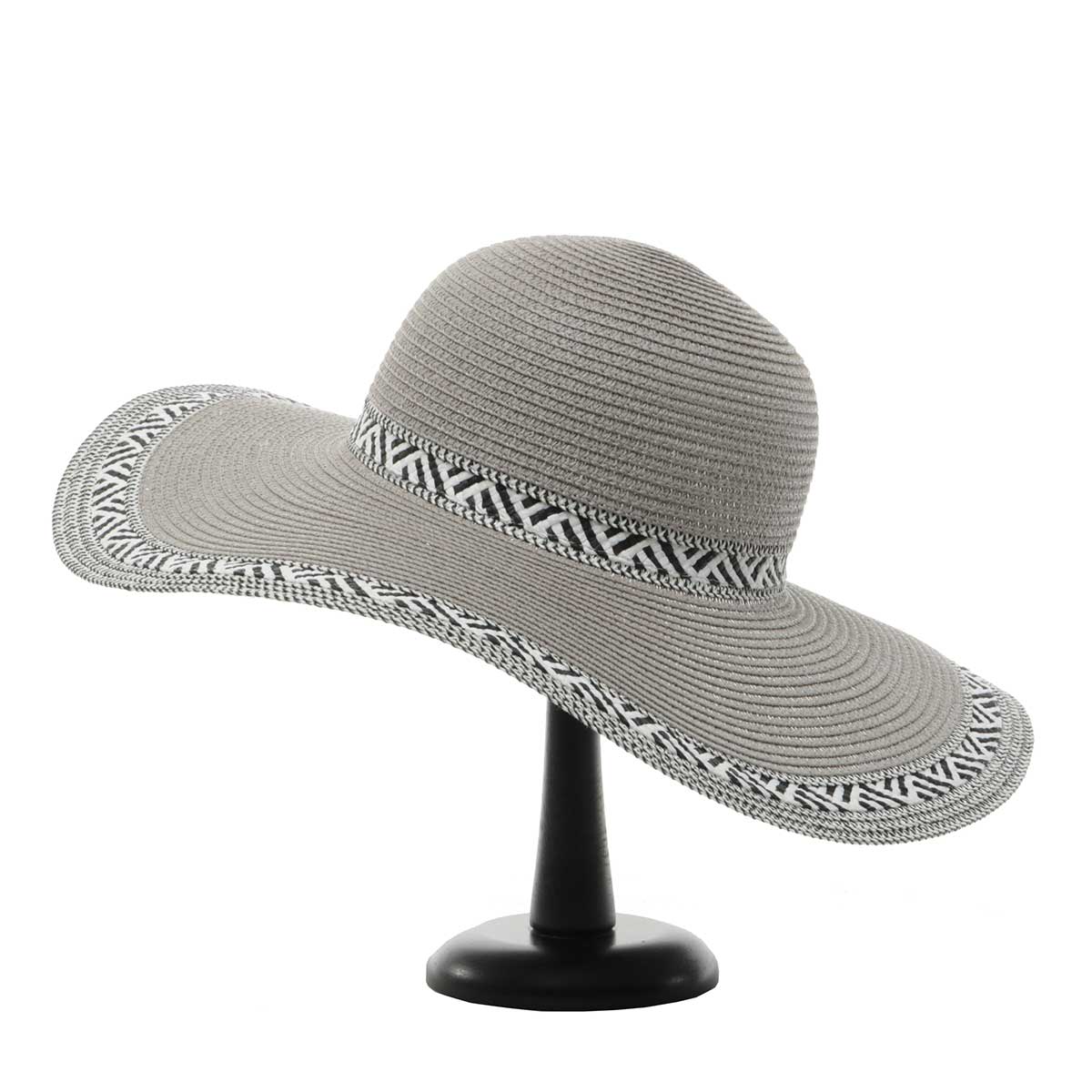 Grey Panama Hat with Black/White Trim 50sp