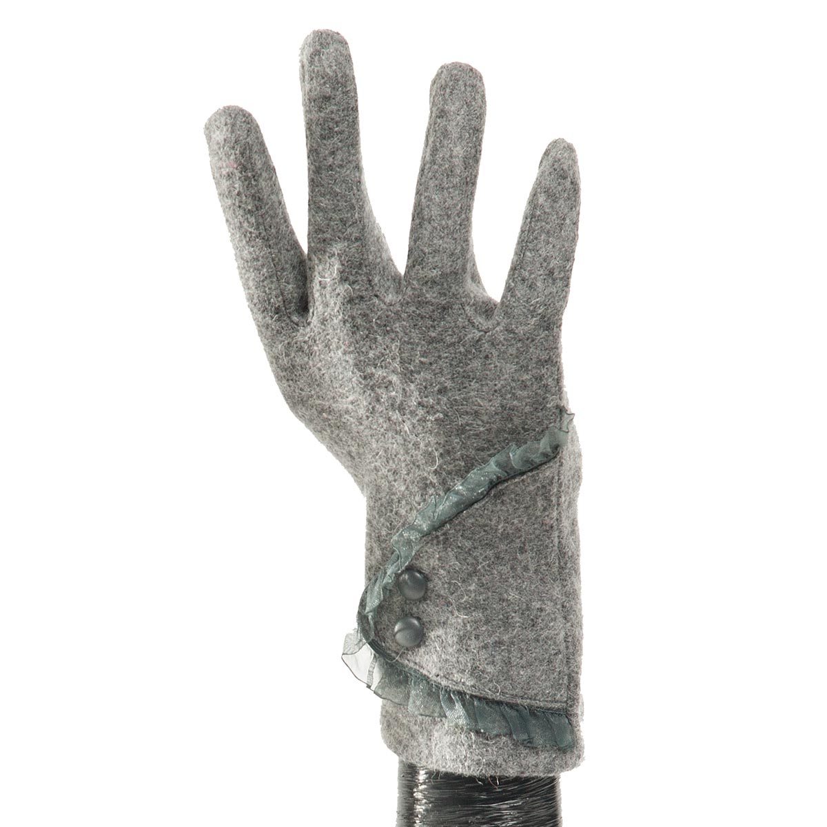 Grey Glove with Cuff and Two Buttons X7905
