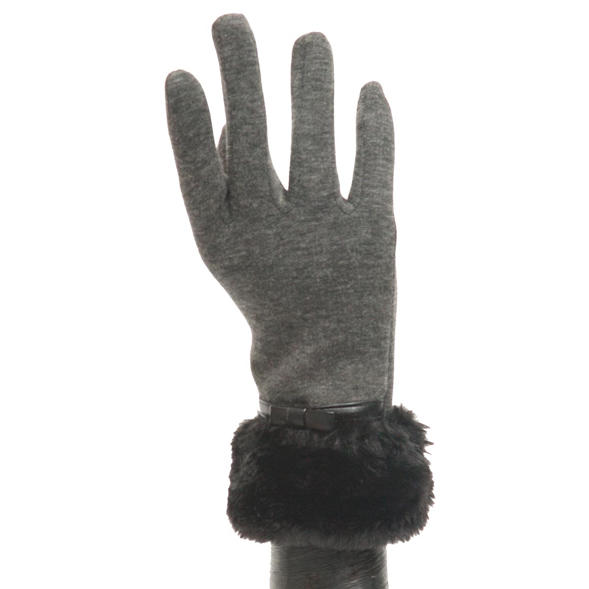 Grey Glove with Fur and Bow X7921