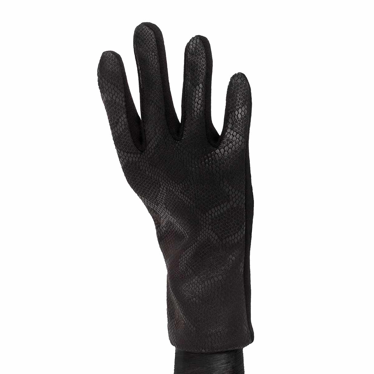 Black Faux Snakeskin Gloves