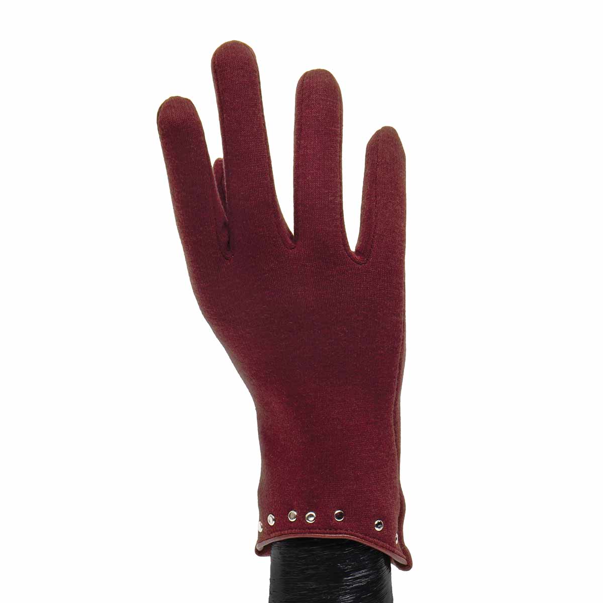 Burgundy Gloves with Stud Trim