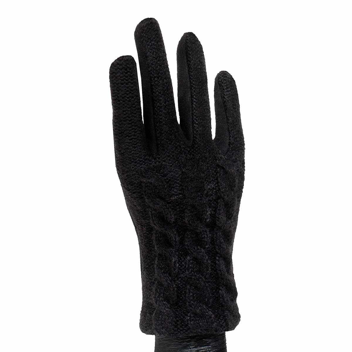 Black Cable Knit Gloves
