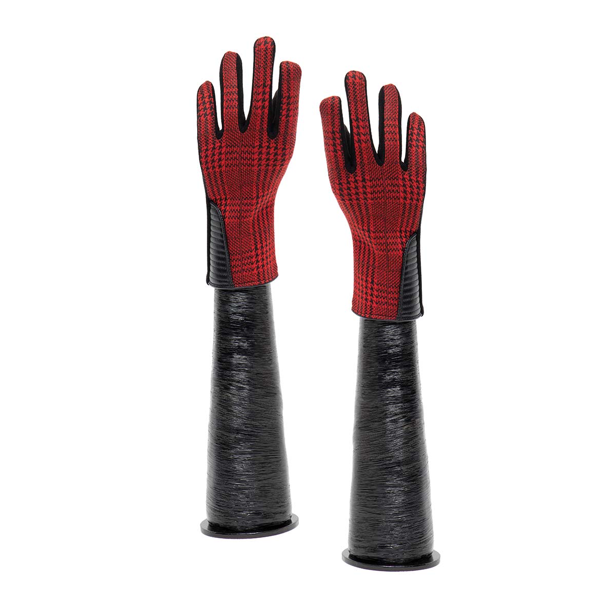 Red and Black Plaid Gloves with Black Palm