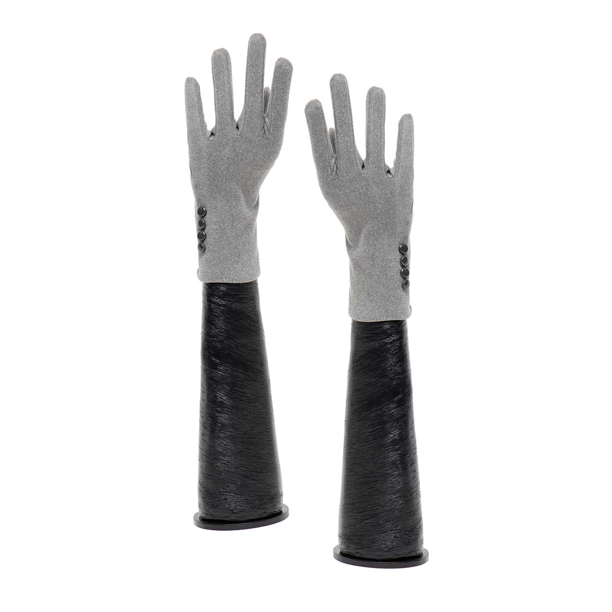 Grey Gloves with Buttons
