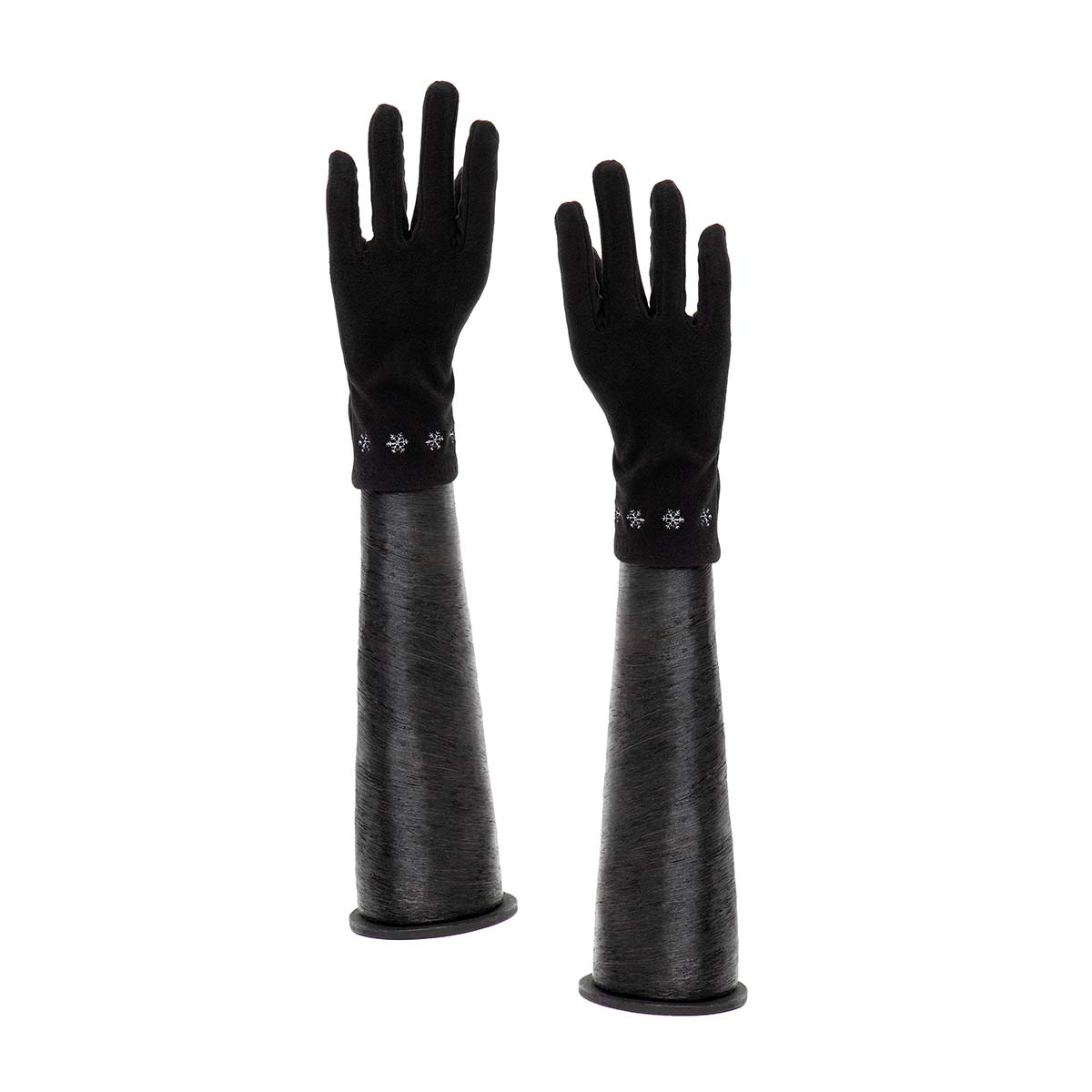 Black Gloves with Snowflake Trim