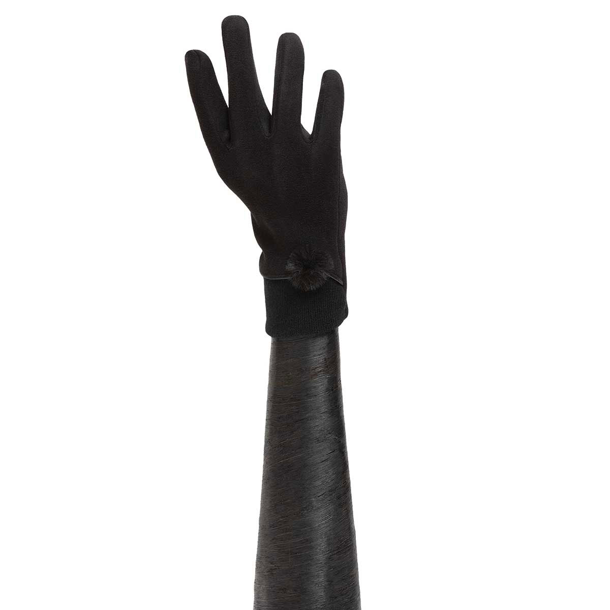 GLOVES FUR PUFF BLACK - Click Image to Close