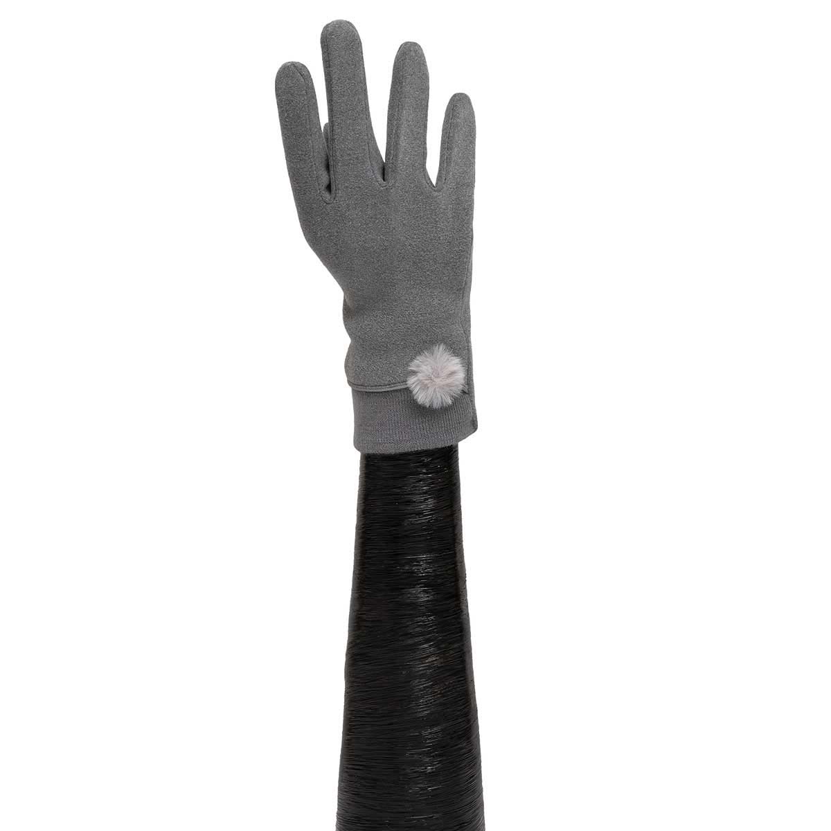 GLOVES FUR PUFF GREY - Click Image to Close