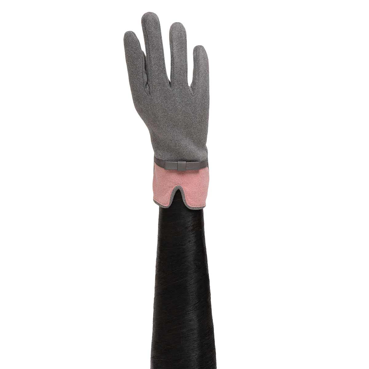 GLOVES TWO-TONE GREY/PINK - Click Image to Close