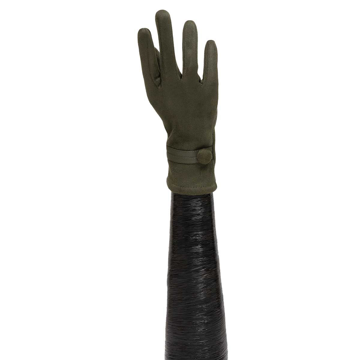 OLIVE GLOVES WITH STRAP AND BUTTON
