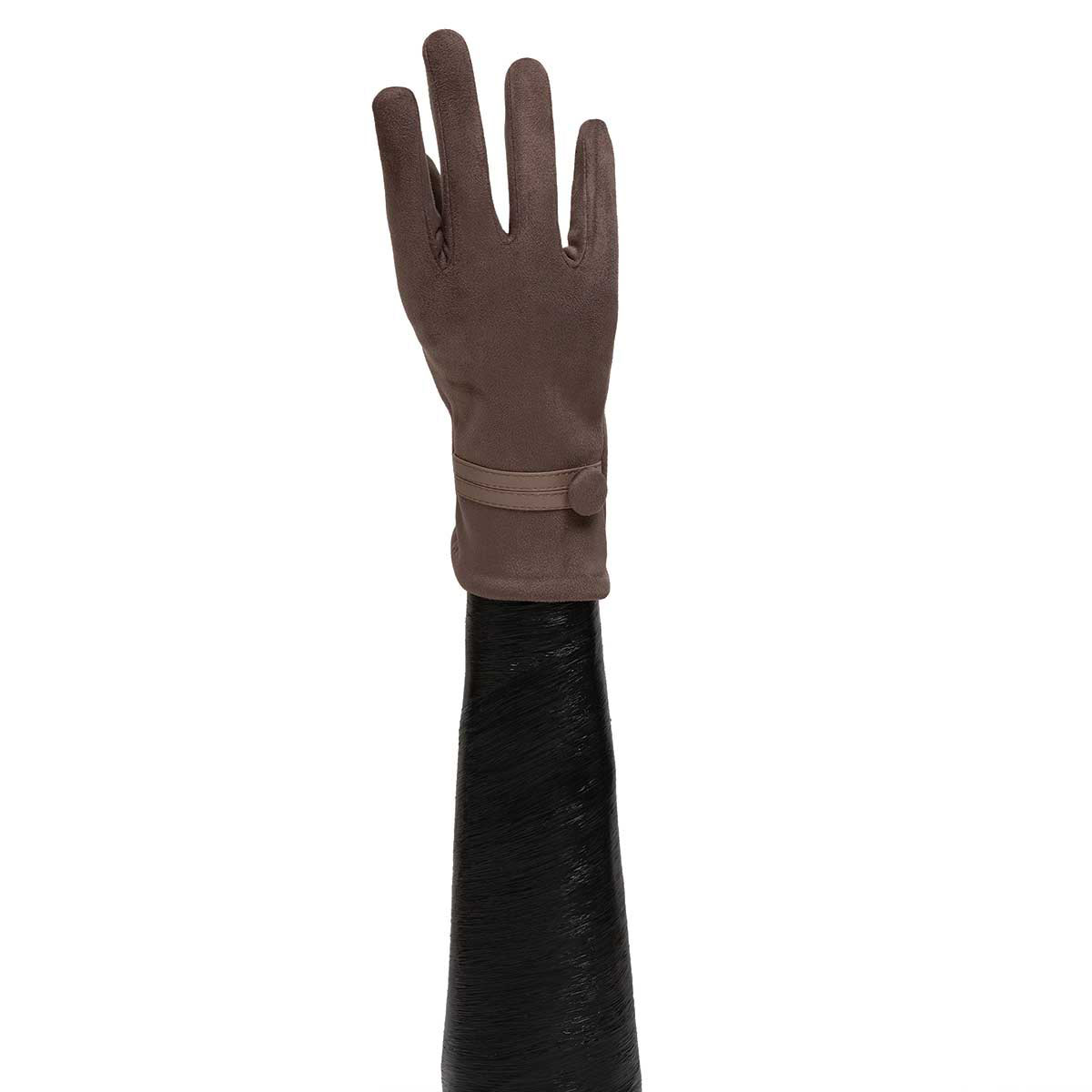 TAN GLOVES WITH STRAP AND BUTTON