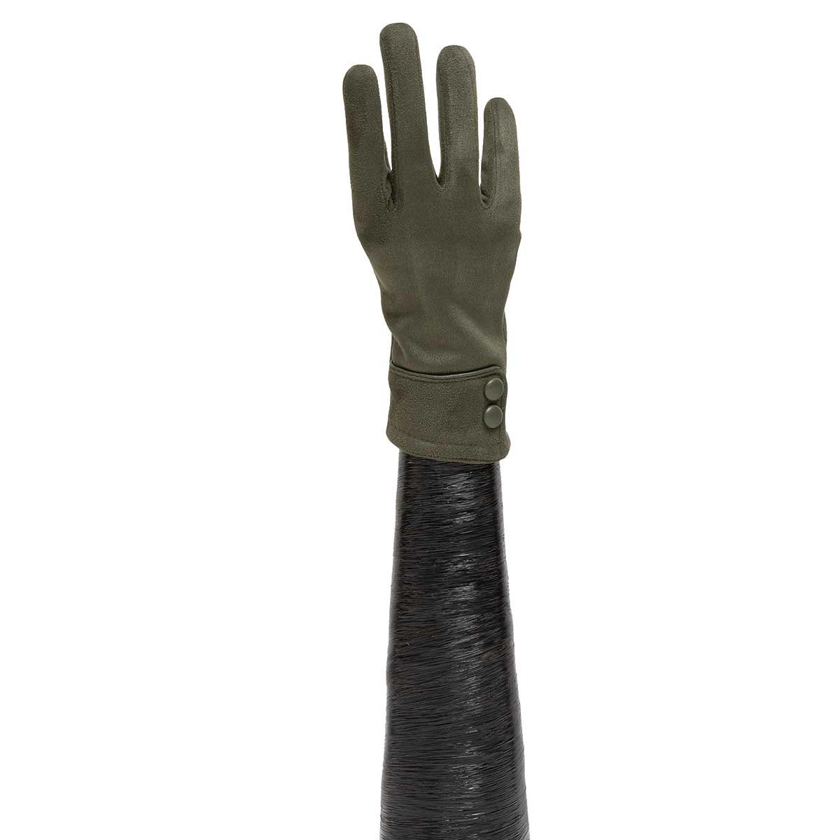 OLIVE GLOVES WITH 2 BUTTON CUFF