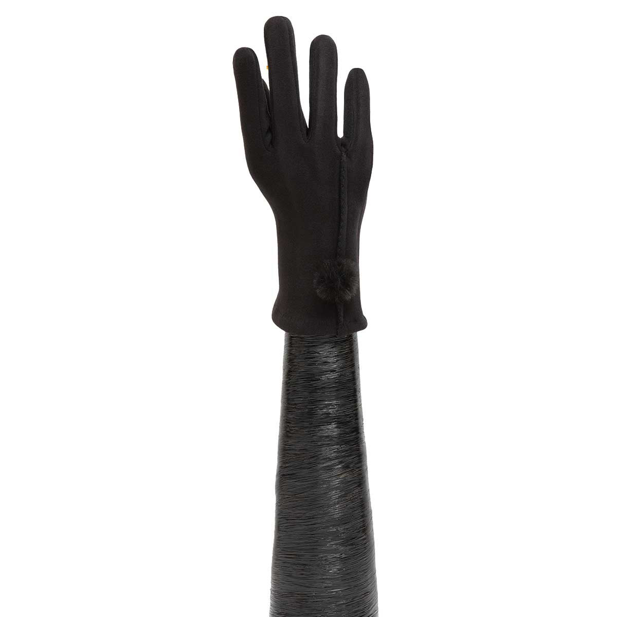 BLACK GLOVES WITH BLACK PUFF BALL